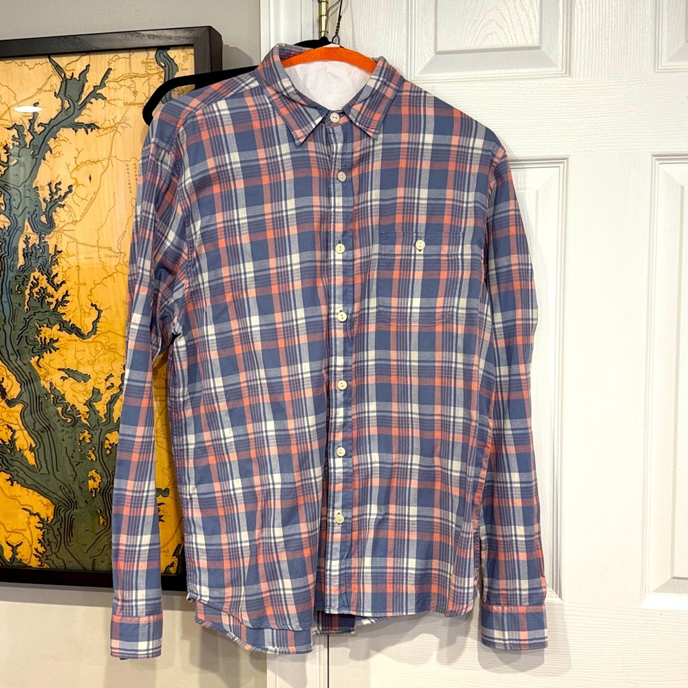 Faherty Coral and Gray Plaid Shirt - Picture 13 of 13